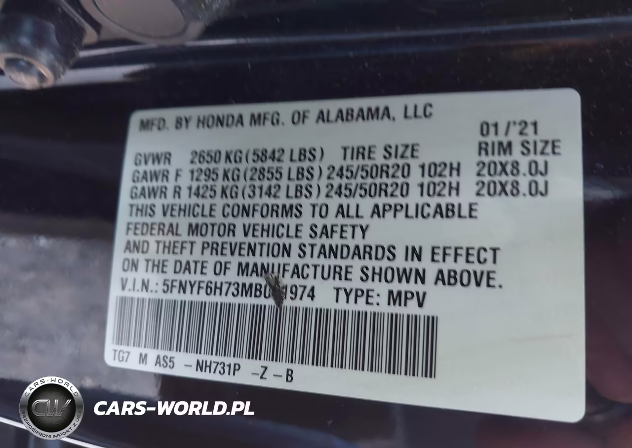 2021 Honda Pilot Awd Black Edition VIN:5FNYF6H73MB051974 - 9