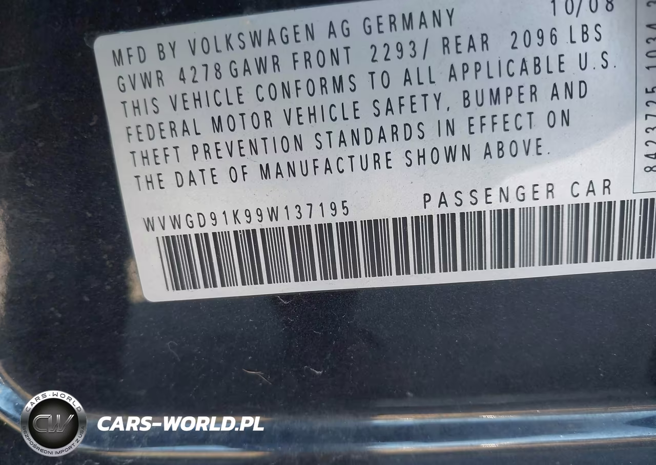 2009 Volkswagen Gti 4-Door VIN:WVWGD91K99W137195 - 9