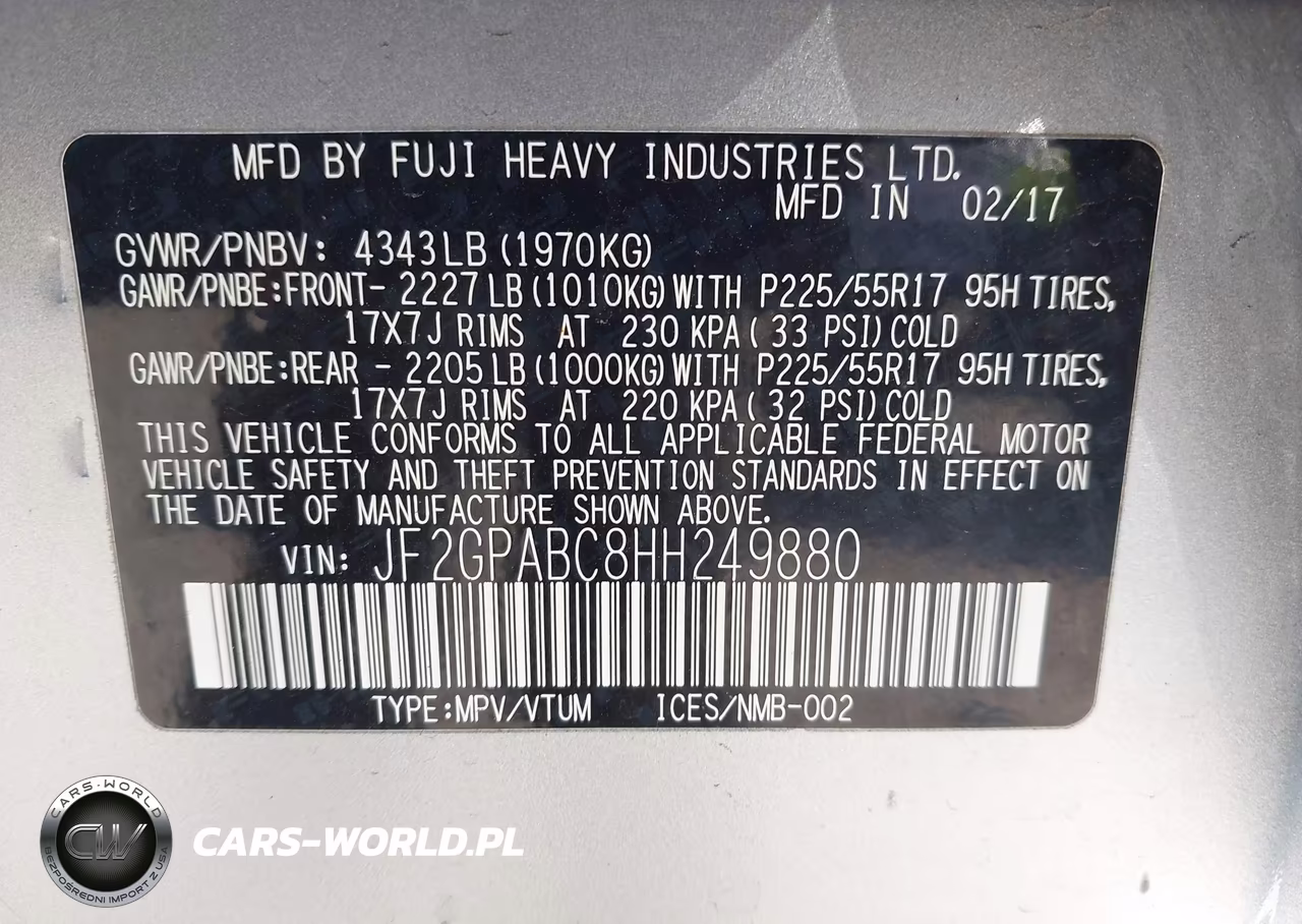 2017 Subaru Crosstrek 2.0I Premium VIN:JF2GPABC8HH249880 - 9