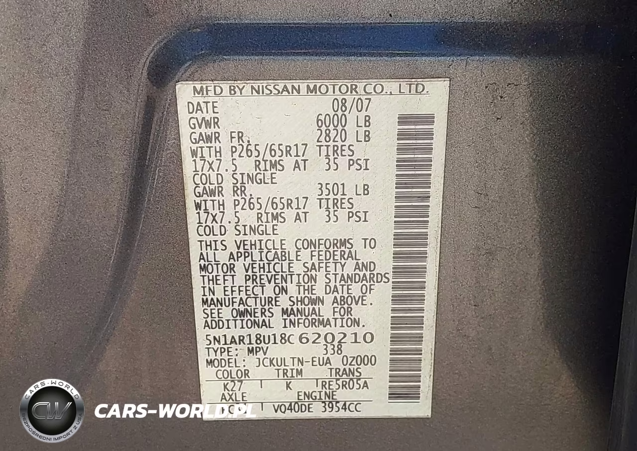 2008 Nissan Pathfinder Se VIN:5N1AR18U18C620210 - 9