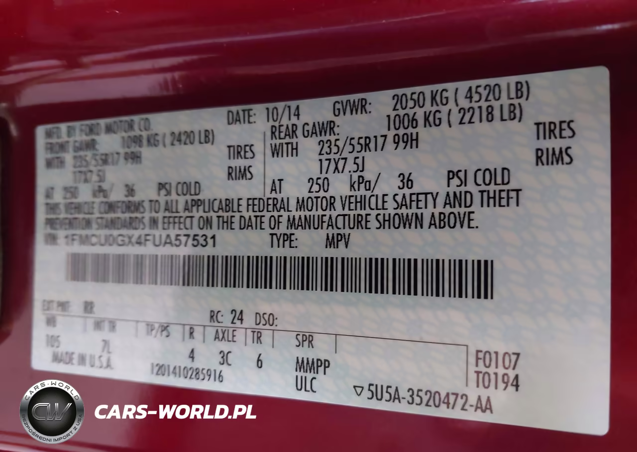 2015 Ford Escape Se VIN:1FMCU0GX4FUA57531 - 9