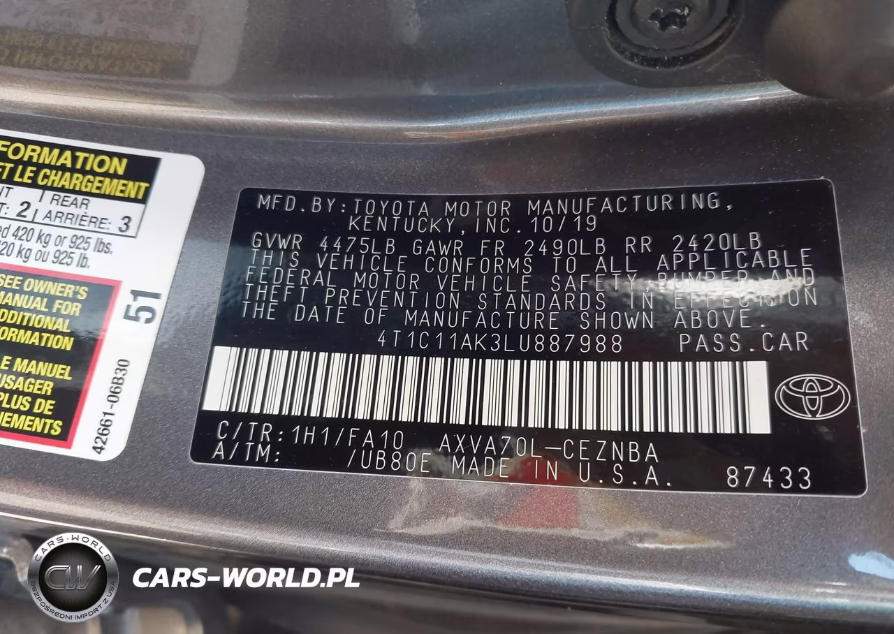 2020 Toyota Camry Le VIN:4T1C11AK3LU887988 - 9