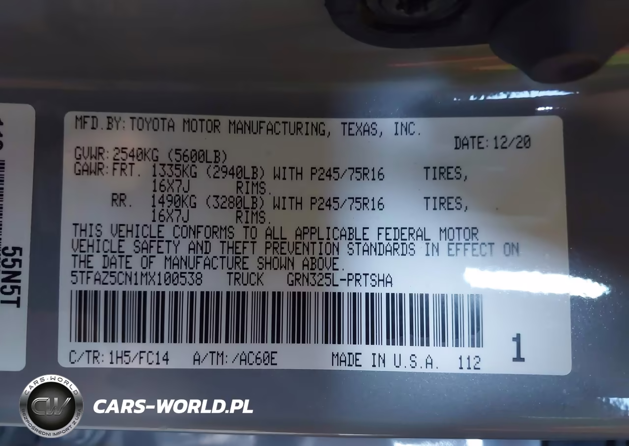 2021 Toyota Tacoma Sr5 V6 VIN:5TFAZ5CN1MX100538 - 9