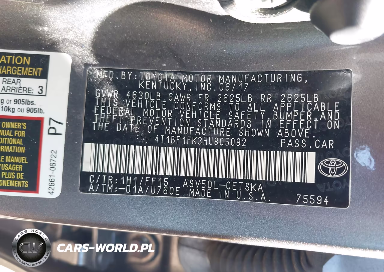 2017 Toyota Camry Se VIN:4T1BF1FK3HU805092 - 9