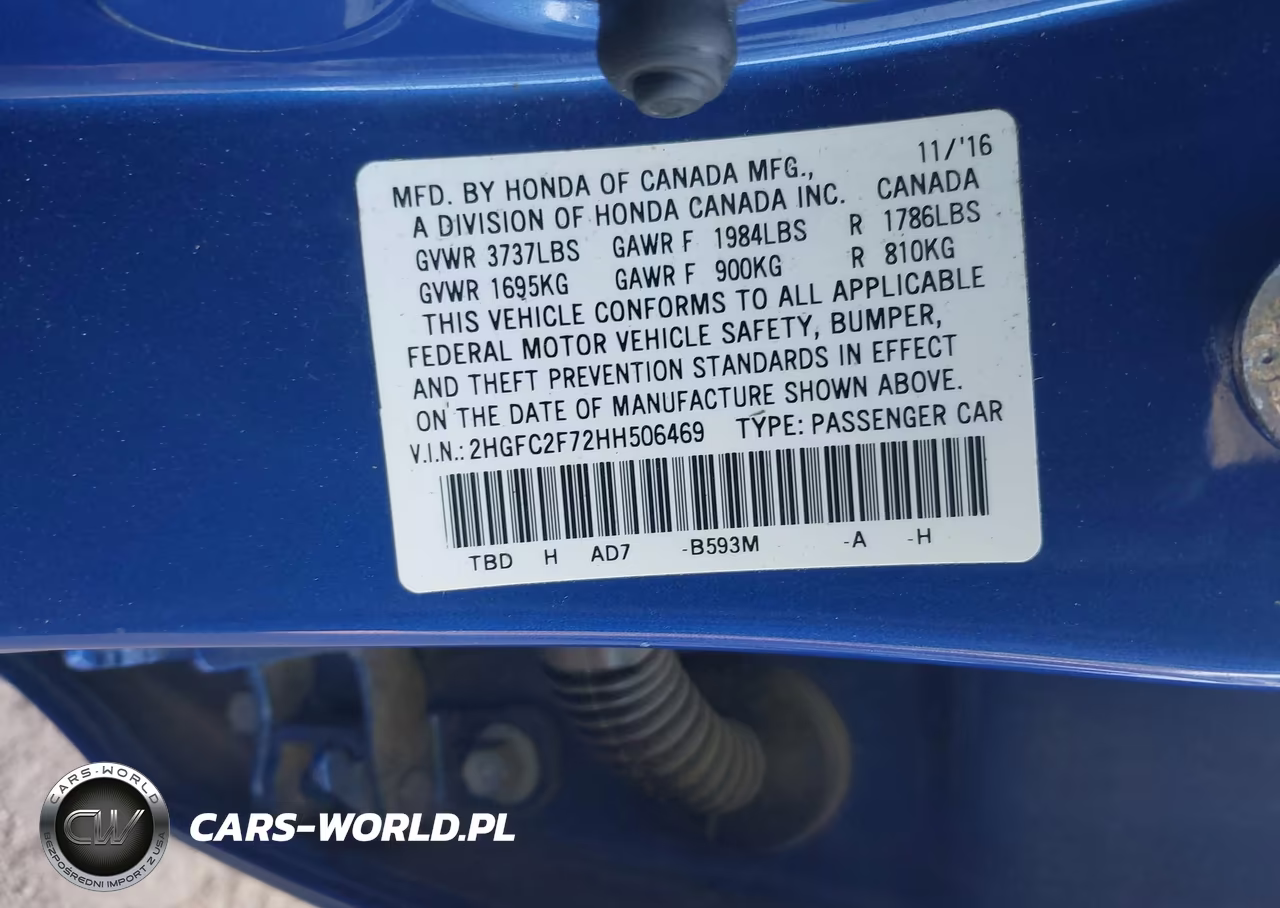 2017 Honda Civic Ex VIN:2HGFC2F72HH506469 - 9