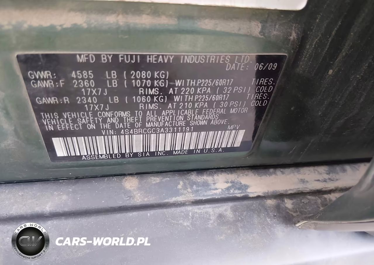 2010 Subaru Outback 2.5I Premium VIN:4S4BRCGC3A3311191 - 9