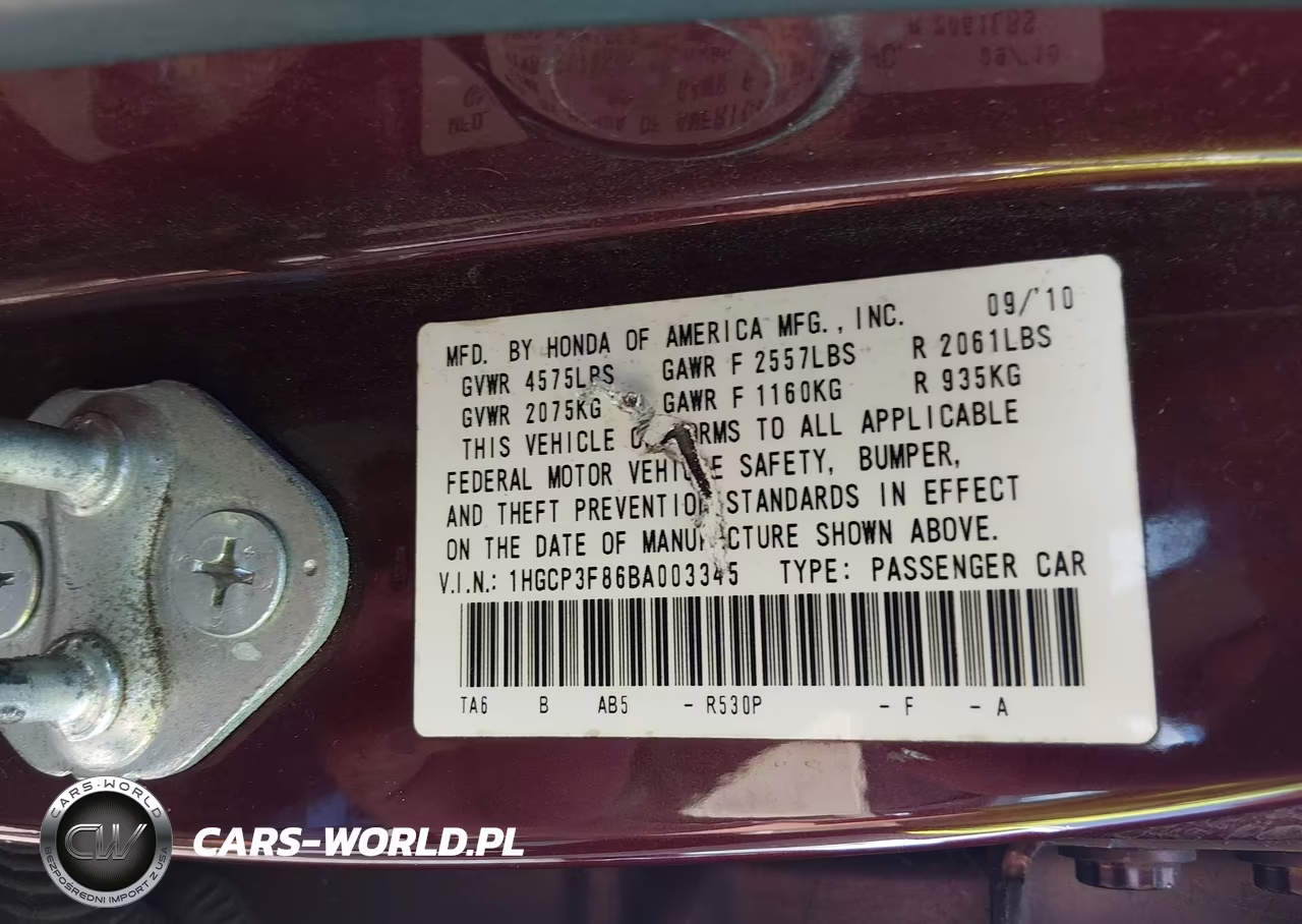 2011 Honda Accord 3.5 Ex-L VIN:1HGCP3F86BA003345 - 9