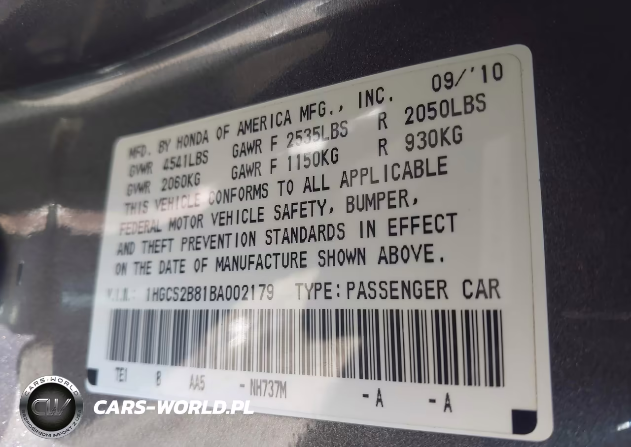 2011 Honda Accord 3.5 Ex-L VIN:1HGCS2B81BA002179 - 9