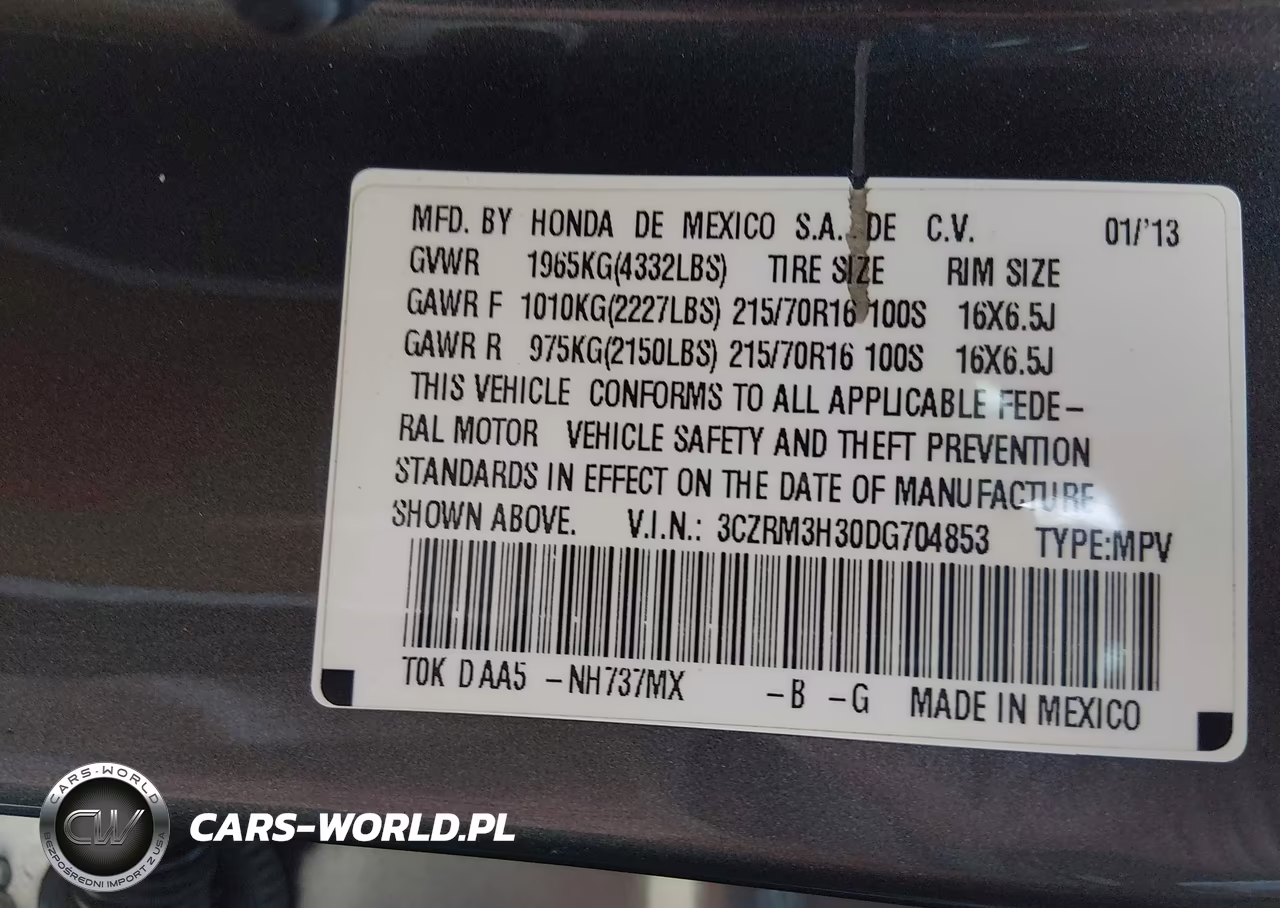 2013 Honda Cr-V Lx VIN:3CZRM3H30DG704853 - 9