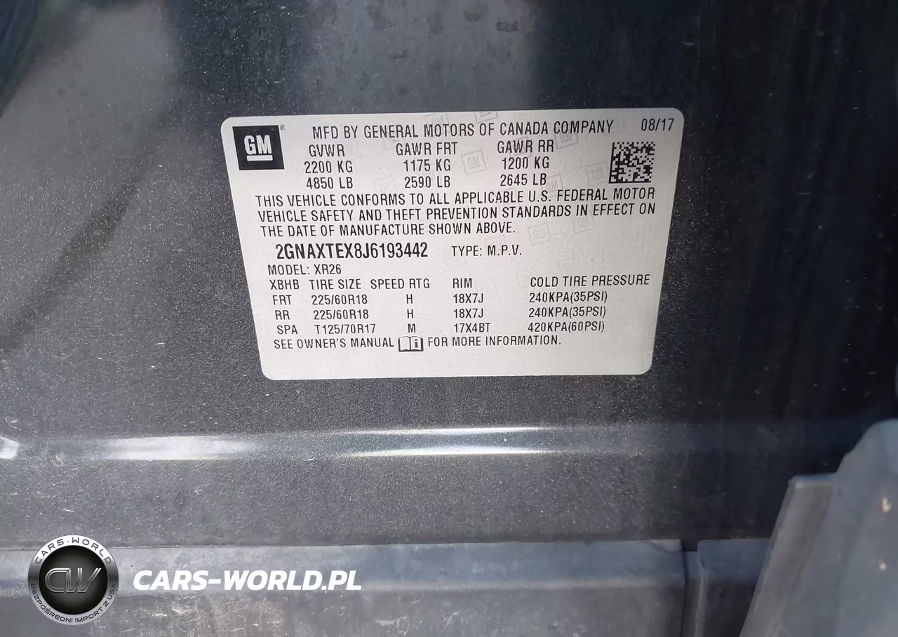 2018 Chevrolet Equinox Lt VIN:2GNAXTEX8J6193442 - 9