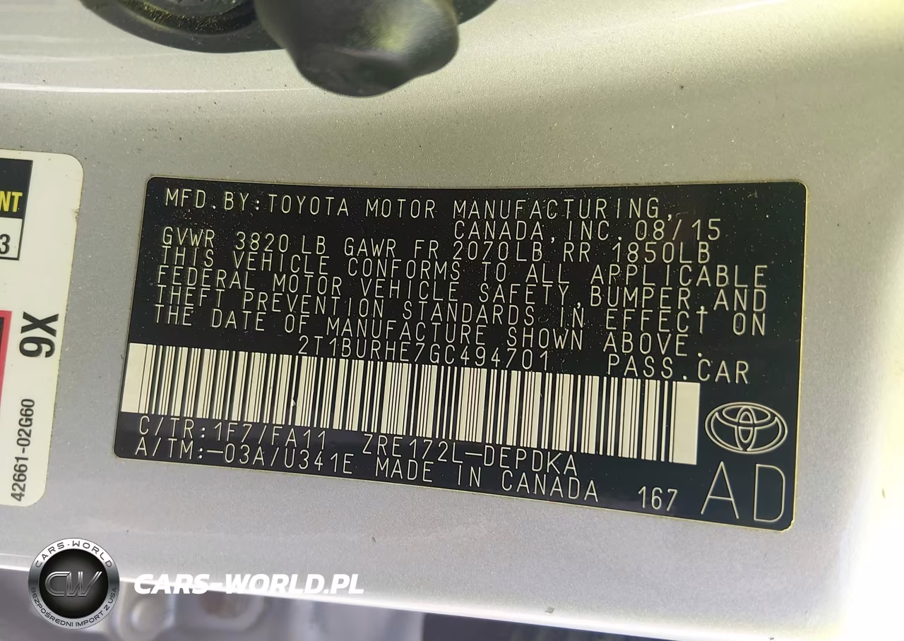 2016 Toyota Corolla L VIN:2T1BURHE7GC494701 - 9