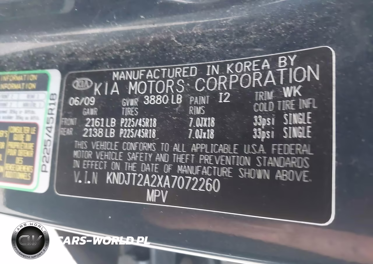 2010 Kia Soul + VIN:KNDJT2A2XA7072260 - 9