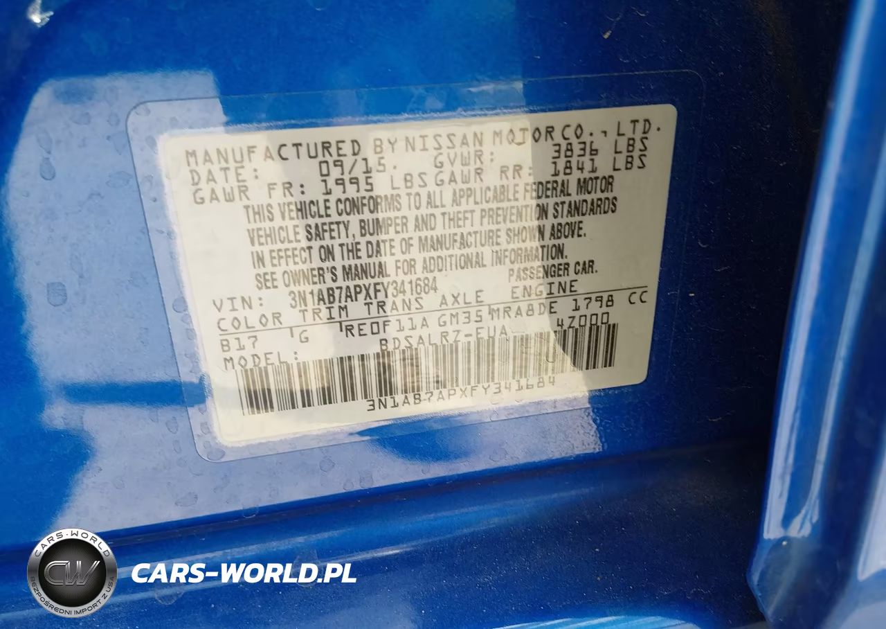 2015 Nissan Sentra Sr VIN:3N1AB7APXFY341684 - 9