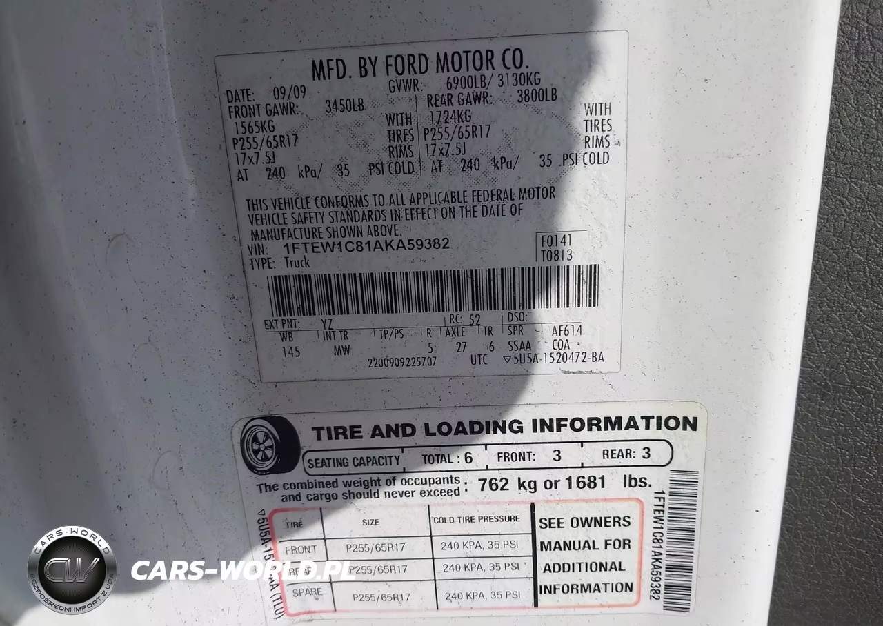 2010 Ford F-150 Fx2 Sport-Xl-Xlt VIN:1FTEW1C81AKA59382 - 9