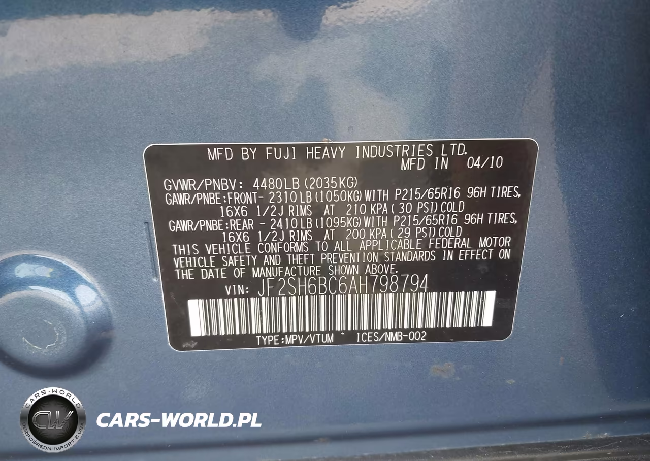 2010 Subaru Forester 2.5X VIN:JF2SH6BC6AH798794 - 9