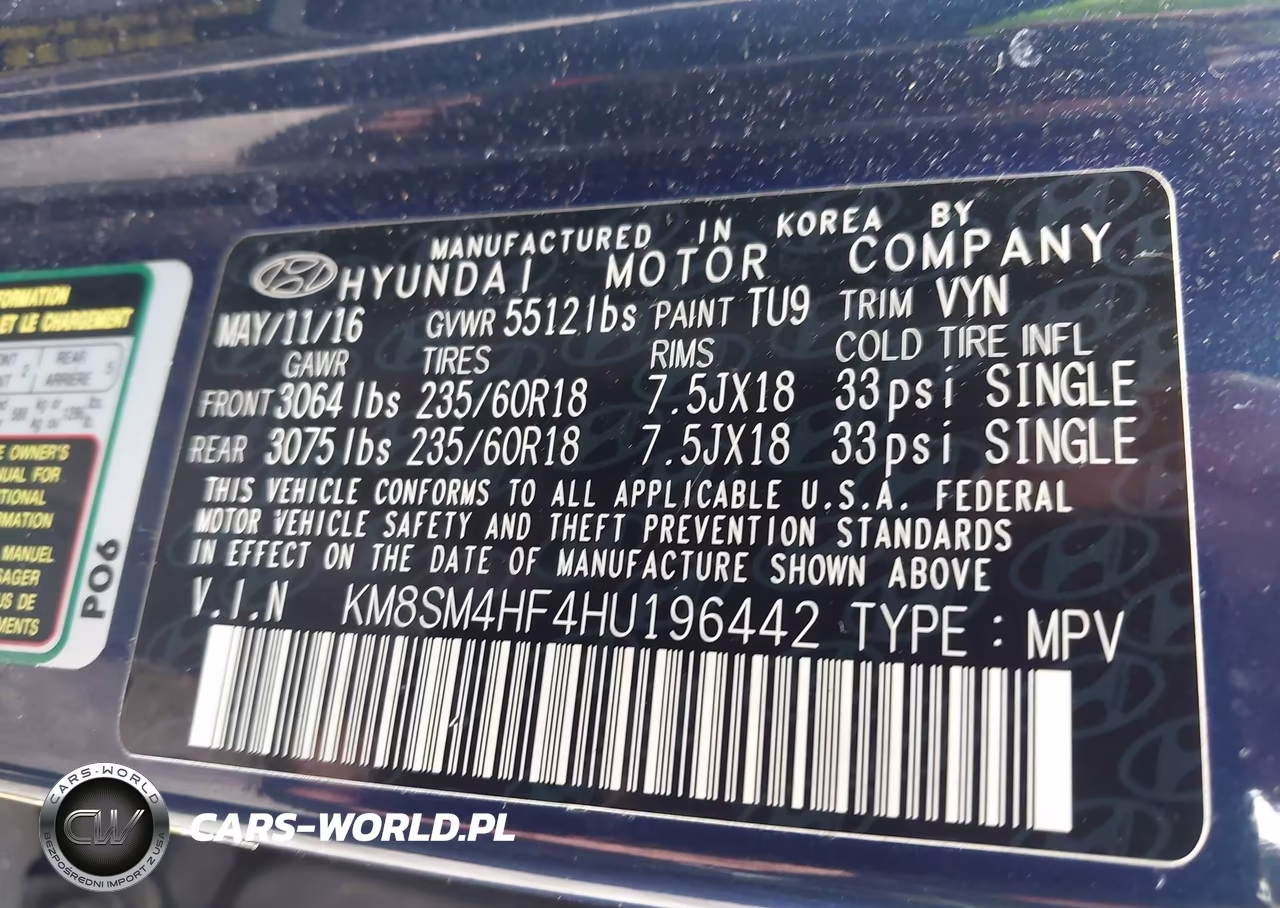 2017 Hyundai Santa Fe Se VIN:KM8SM4HF4HU196442 - 9