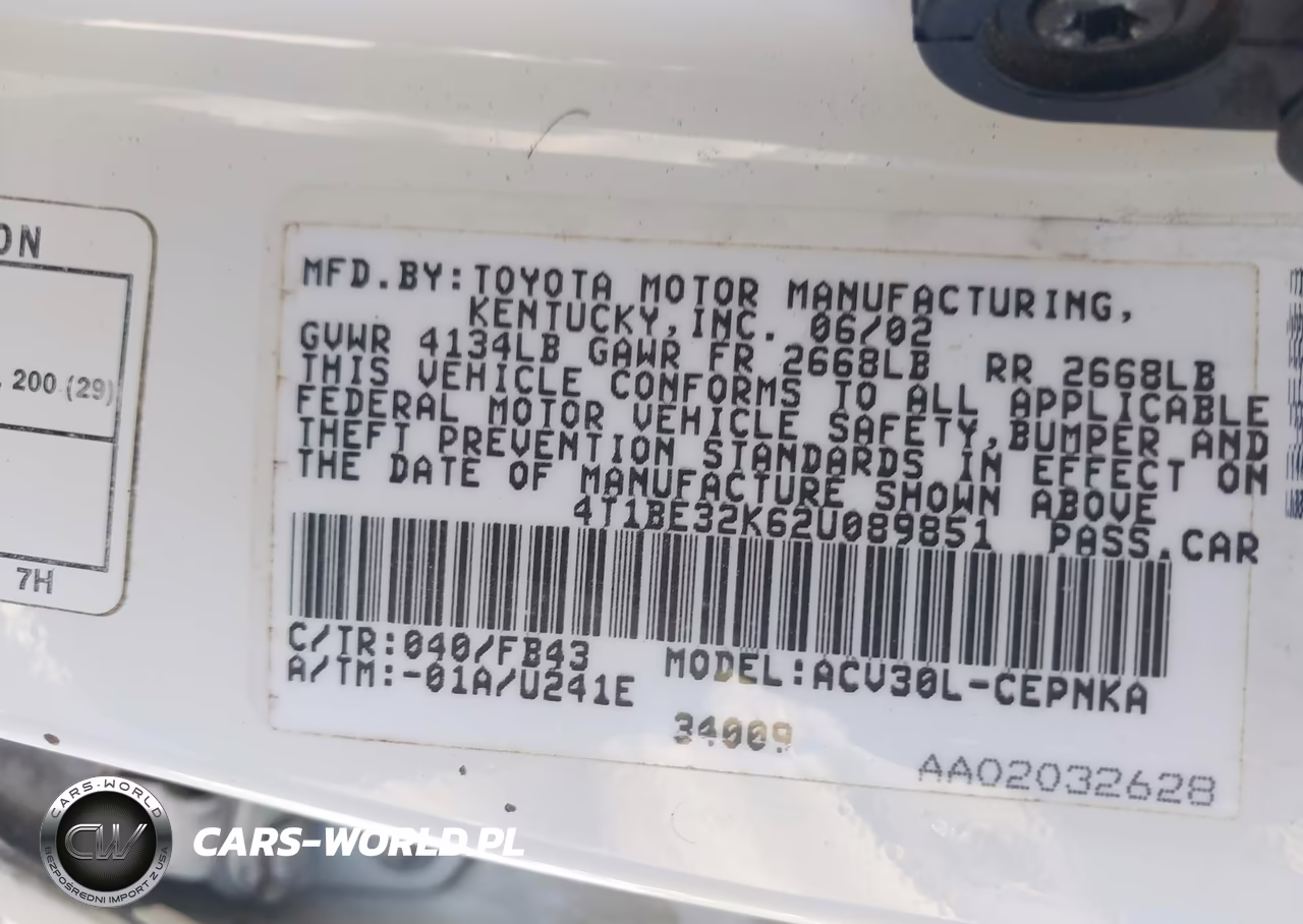 2002 Toyota Camry Le VIN:4T1BE32K62U089851 - 9