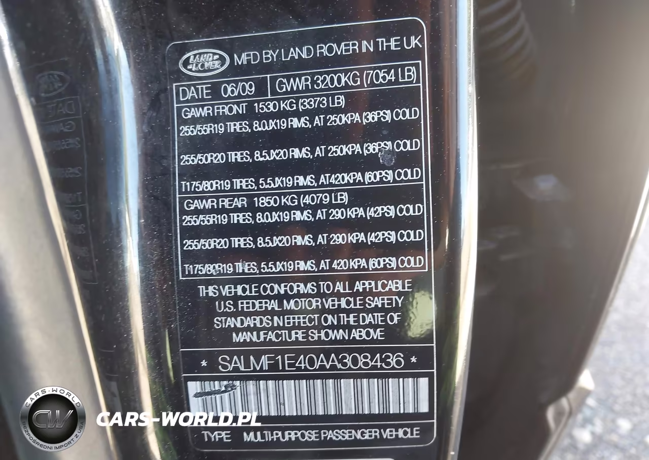 2010 Land Rover Range Rover Supercharged VIN:SALMF1E40AA308436 - 9