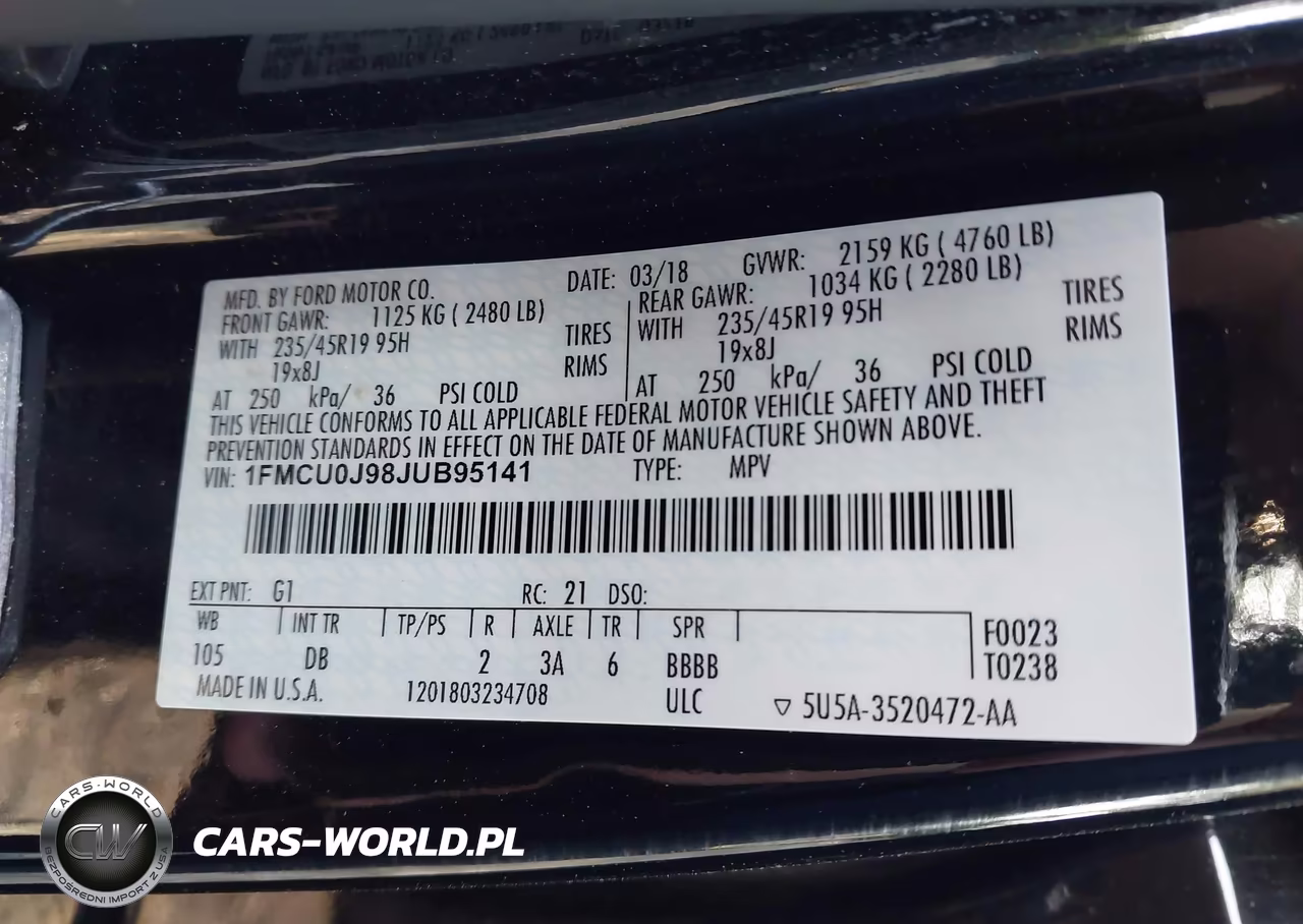 2018 Ford Escape Titanium VIN:1FMCU0J98JUB95141 - 9
