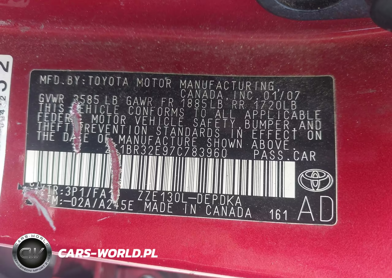 2007 Toyota Corolla Ce VIN:2T1BR32E97C783960 - 9
