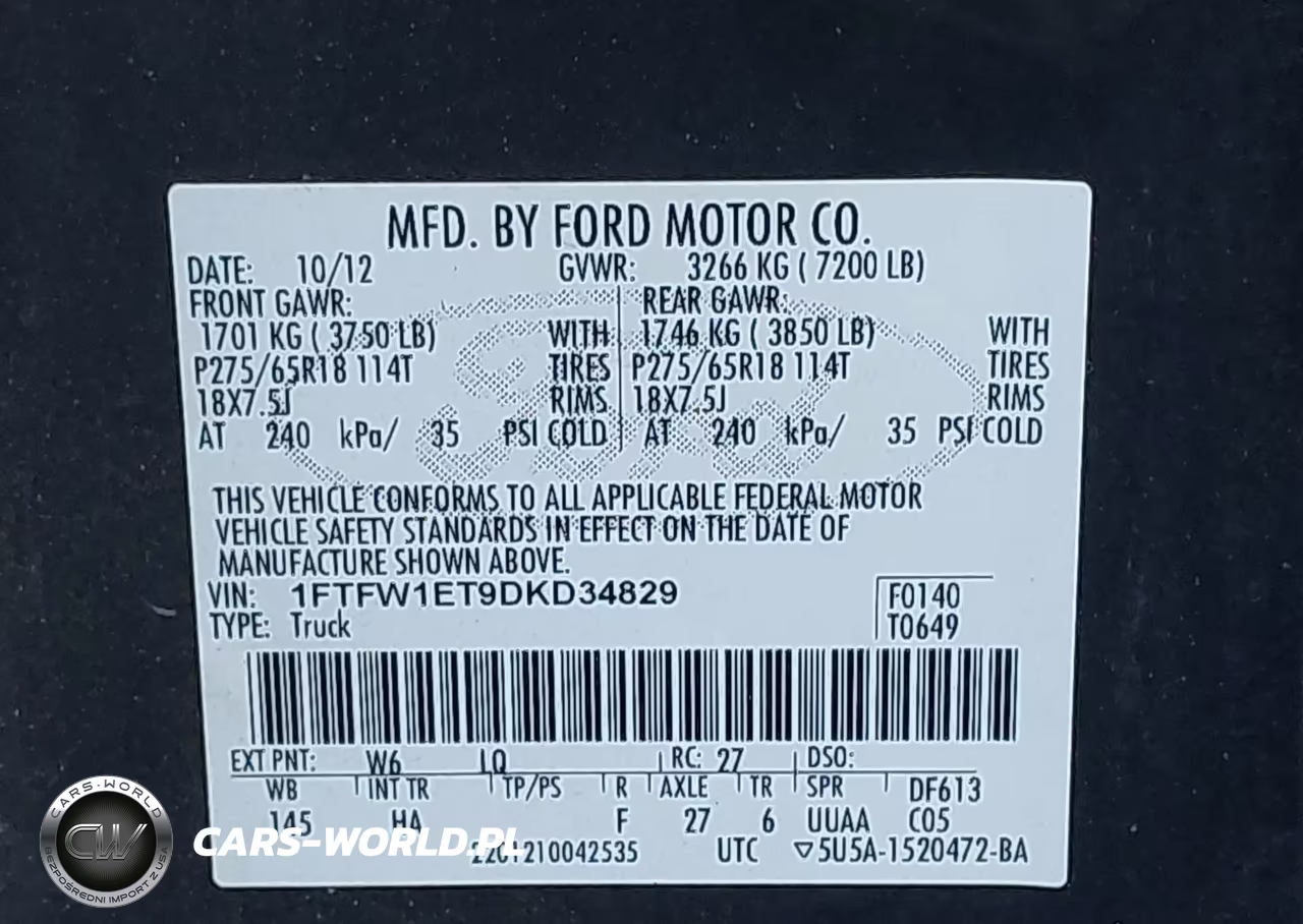 2013 Ford F-150 Lariat VIN:1FTFW1ET9DKD34829 - 9