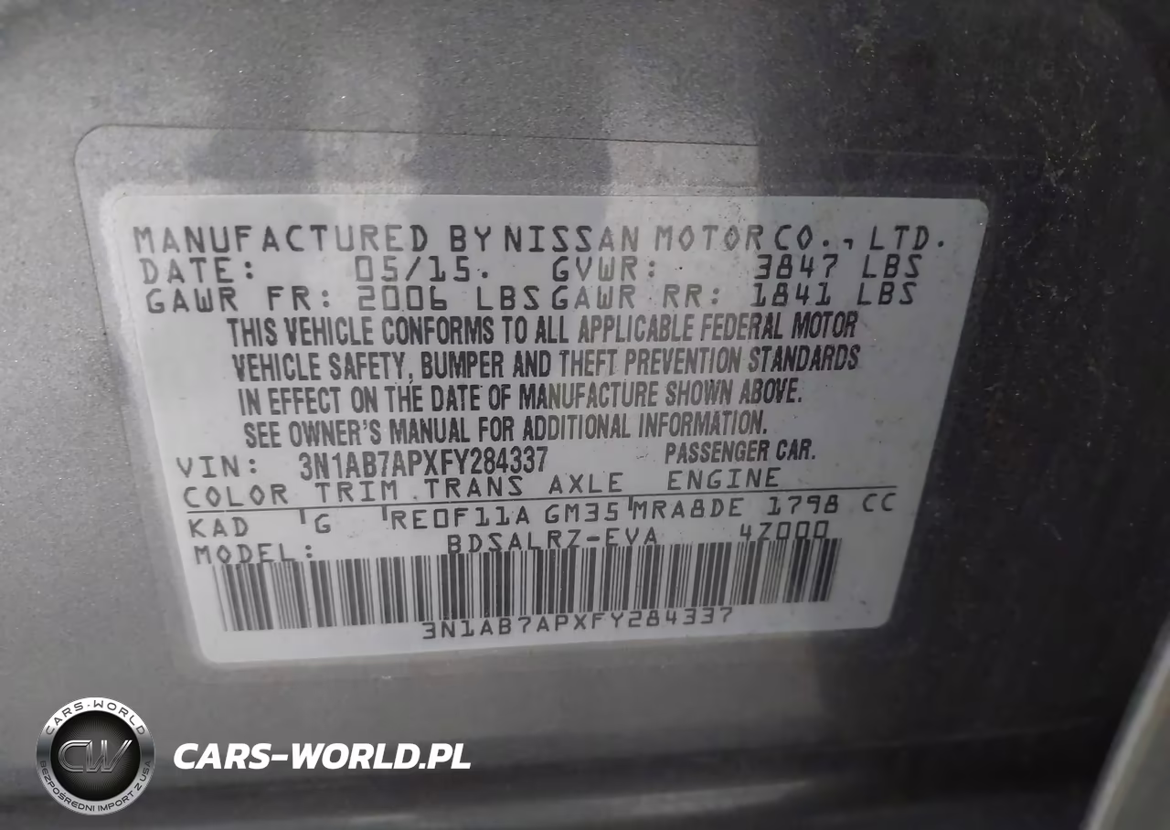 2015 Nissan Sentra Sr VIN:3N1AB7APXFY284337 - 9