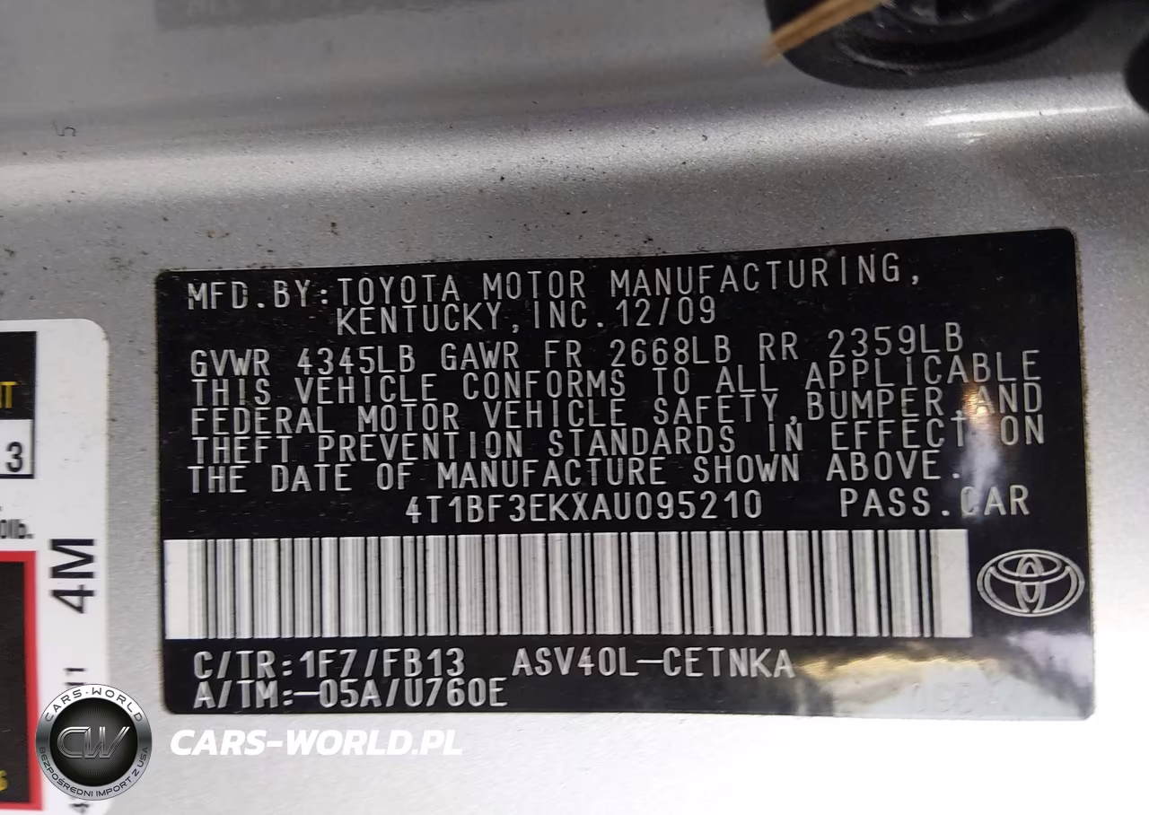 2010 Toyota Camry Le VIN:4T1BF3EKXAU095210 - 9