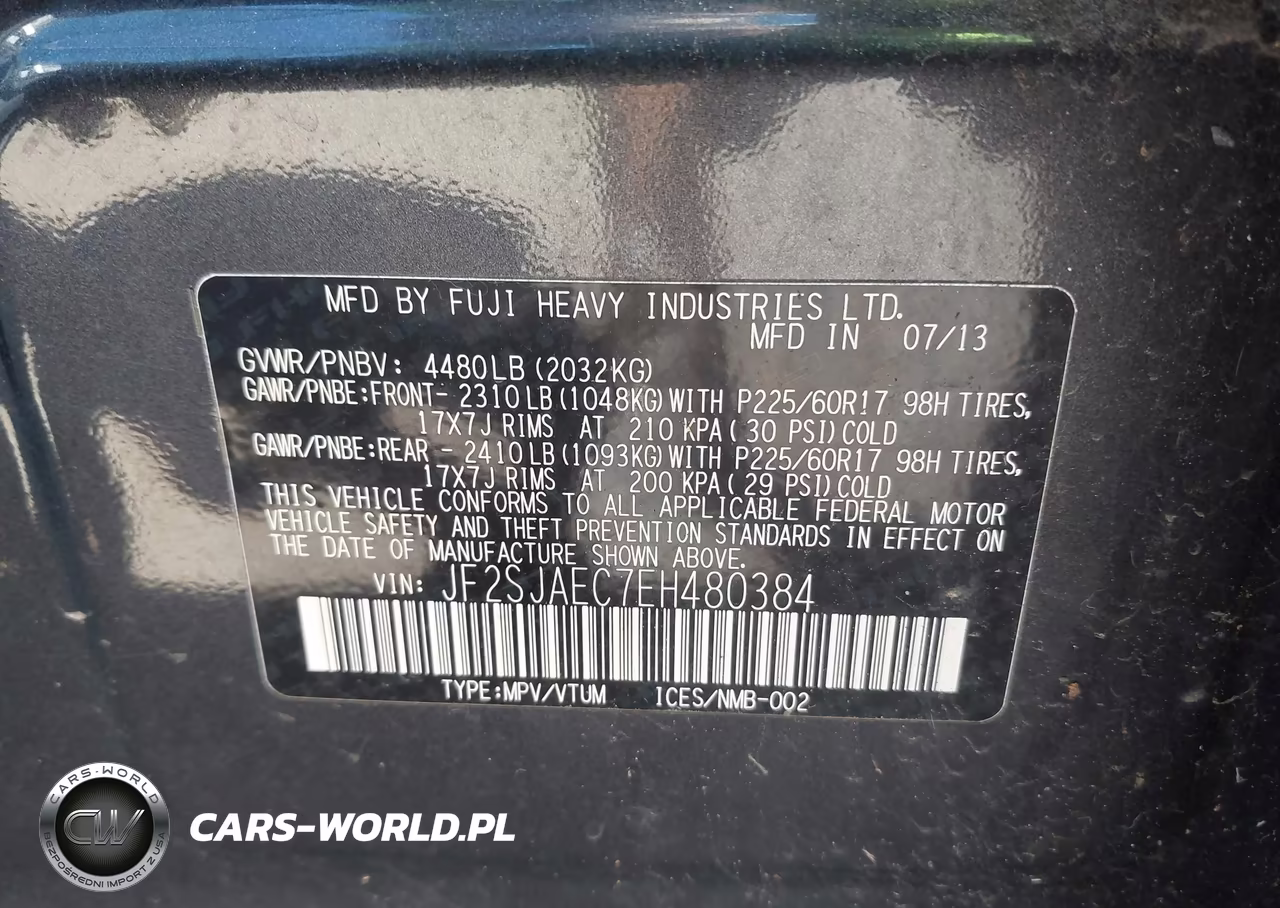 2014 Subaru Forester 2.5I Premium VIN:JF2SJAEC7EH480384 - 9