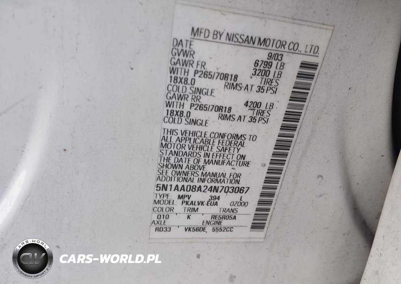 2004 Nissan Pathfinder Armada Le VIN:5N1AA08A24N703067 - 9