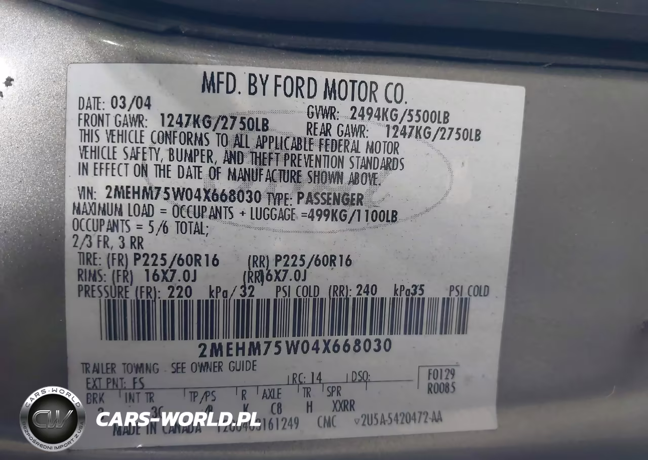2004 Mercury Grand Marquis Ls VIN:2MEHM75W04X668030 - 9