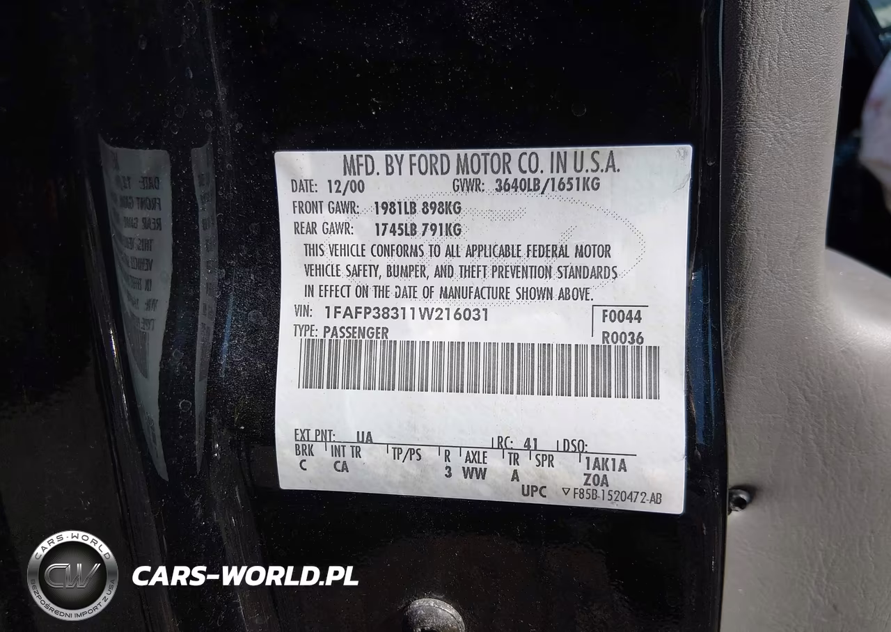 2001 Ford Focus Zts VIN:1FAFP38311W216031 - 9