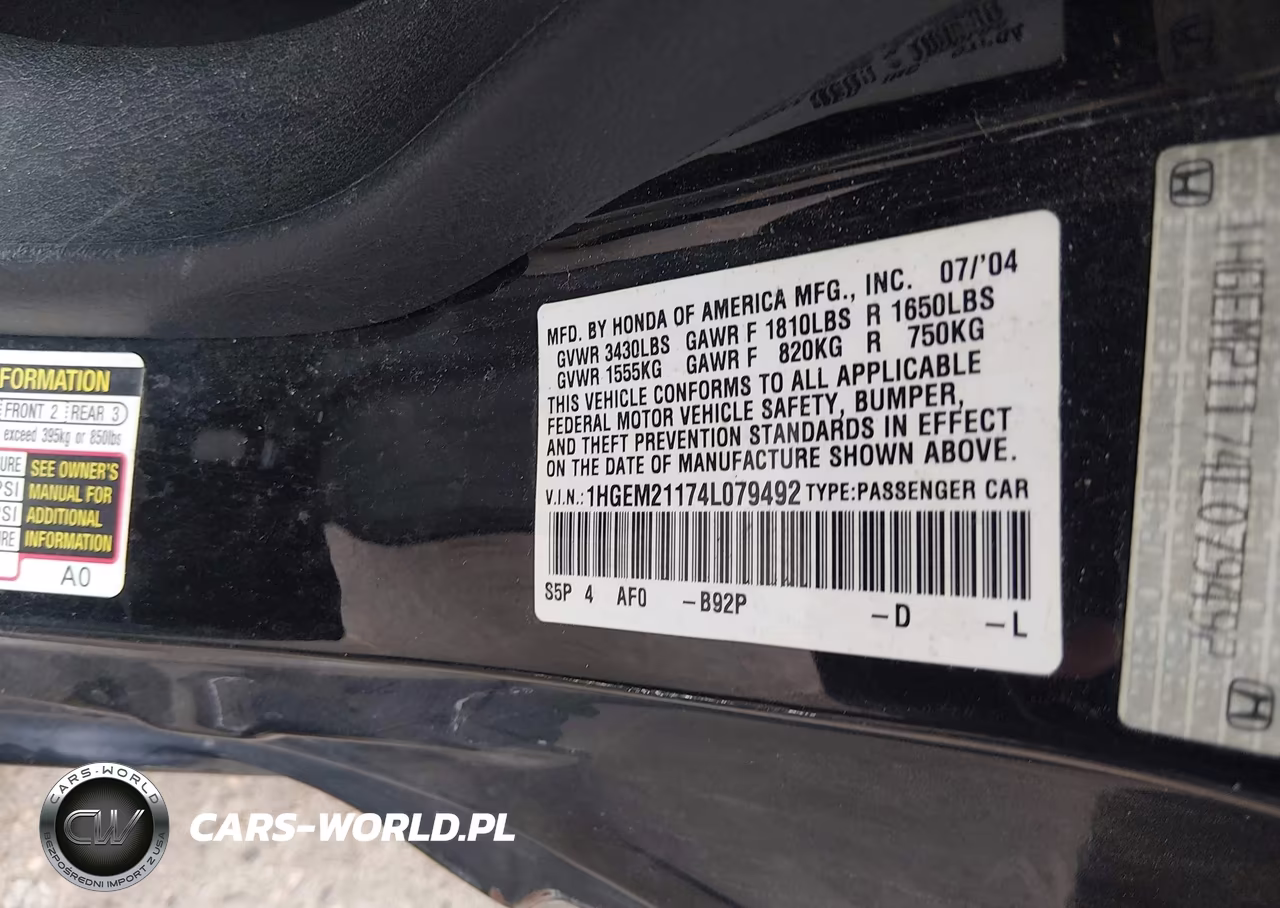 2004 Honda Civic Dx Vp VIN:1HGEM21174L079492 - 9