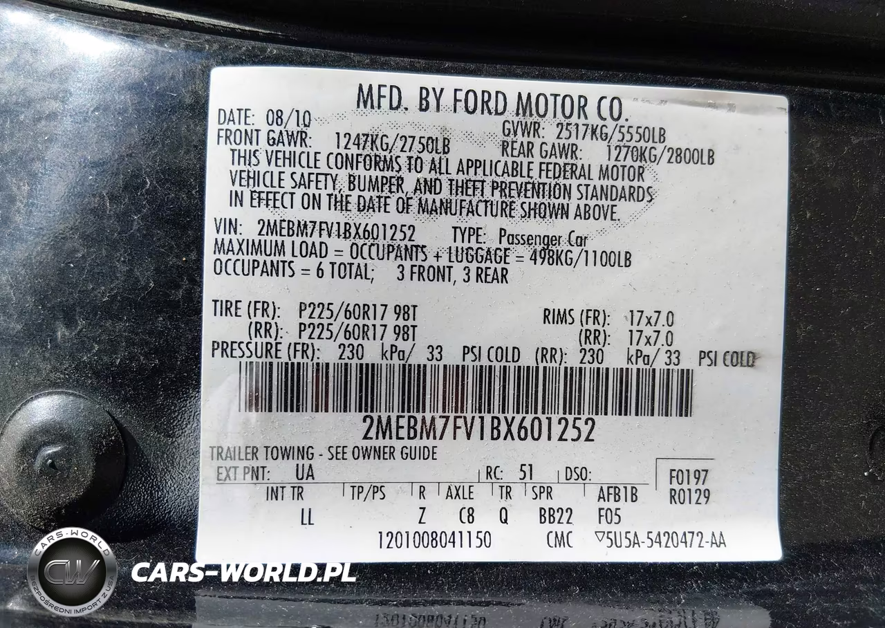 2011 Mercury Grand Marquis Ls (Fleet Only) VIN:2MEBM7FV1BX601252 - 9