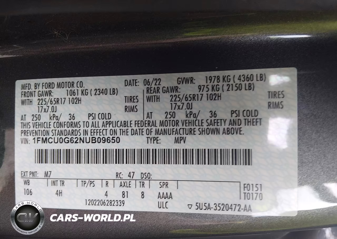 2022 Ford Escape Se VIN:1FMCU0G62NUB09650 - 9