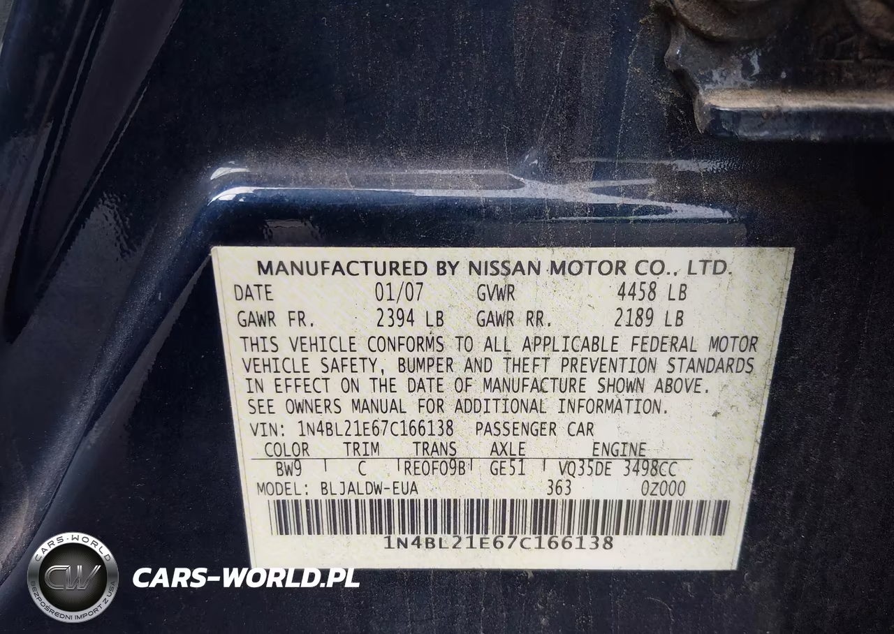 2007 Nissan Altima 3.5Se-3.5Sl VIN:1N4BL21E67C166138 - 9
