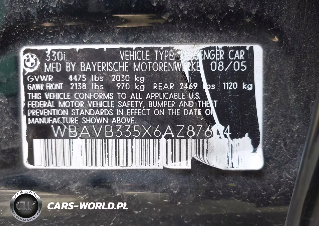2006 BMW 330 I VIN:WBAVB335X6AZ87604 - 9