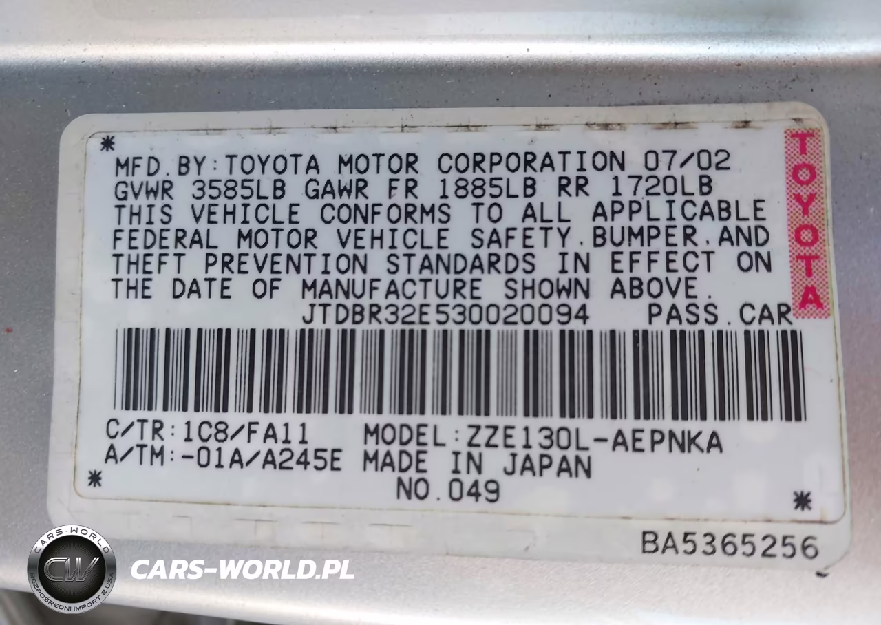 2003 Toyota Corolla Le VIN:JTDBR32E530020094 - 9