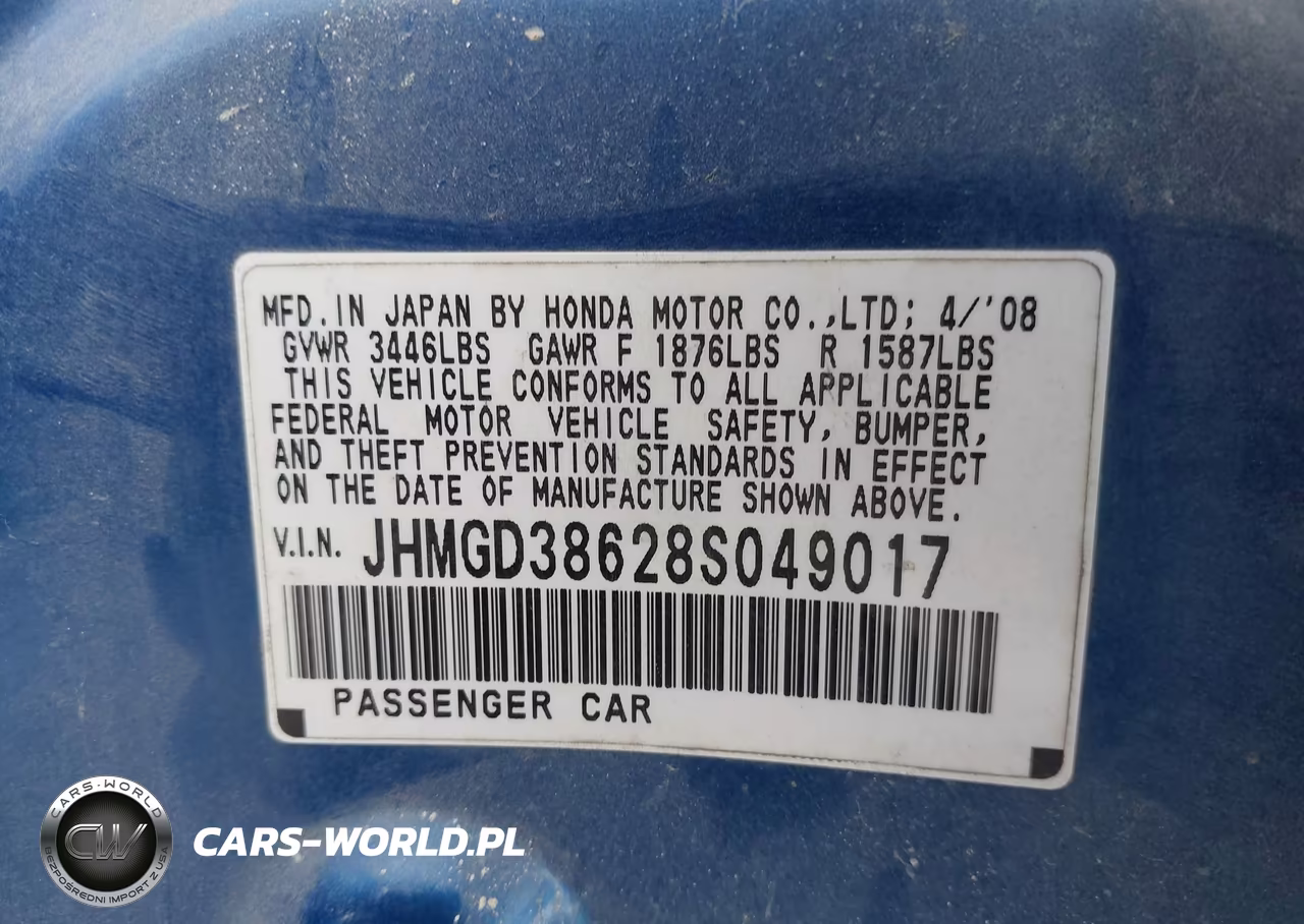 2008 Honda Fit Sport VIN:JHMGD38628S049017 - 9