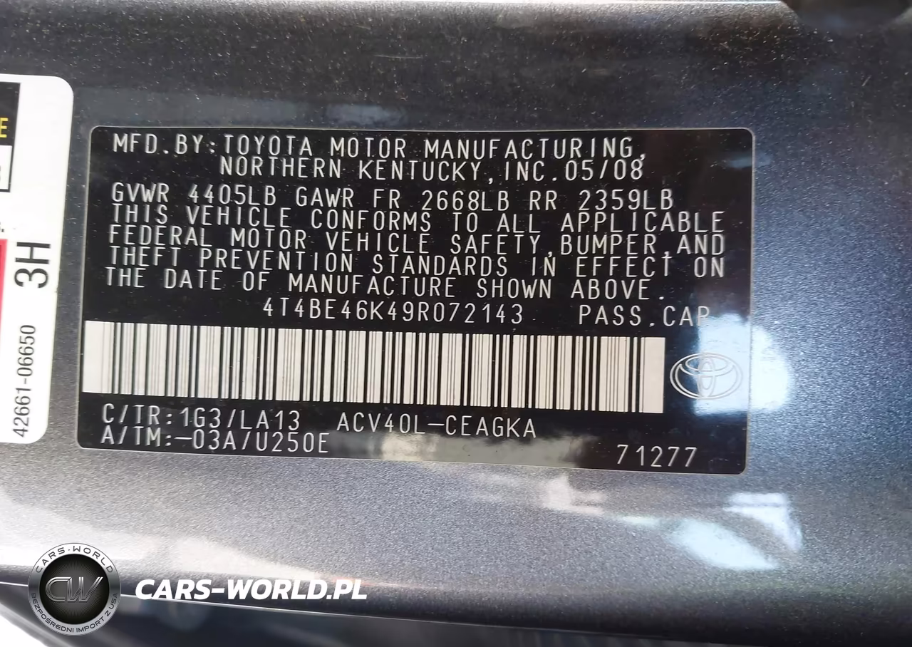 2009 Toyota Camry Se-Le-Xle VIN:4T4BE46K49R072143 - 9