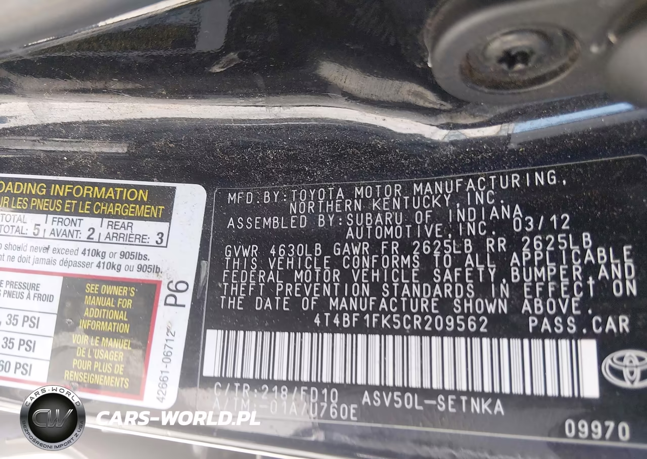 2012 Toyota Camry Se-Le-Xle VIN:4T4BF1FK5CR209562 - 9