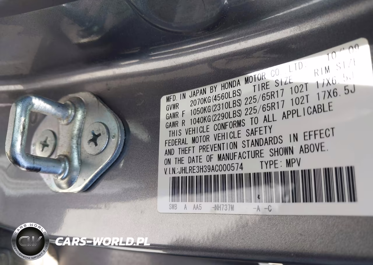 2010 Honda Cr-V Lx VIN:JHLRE3H39AC000574 - 9
