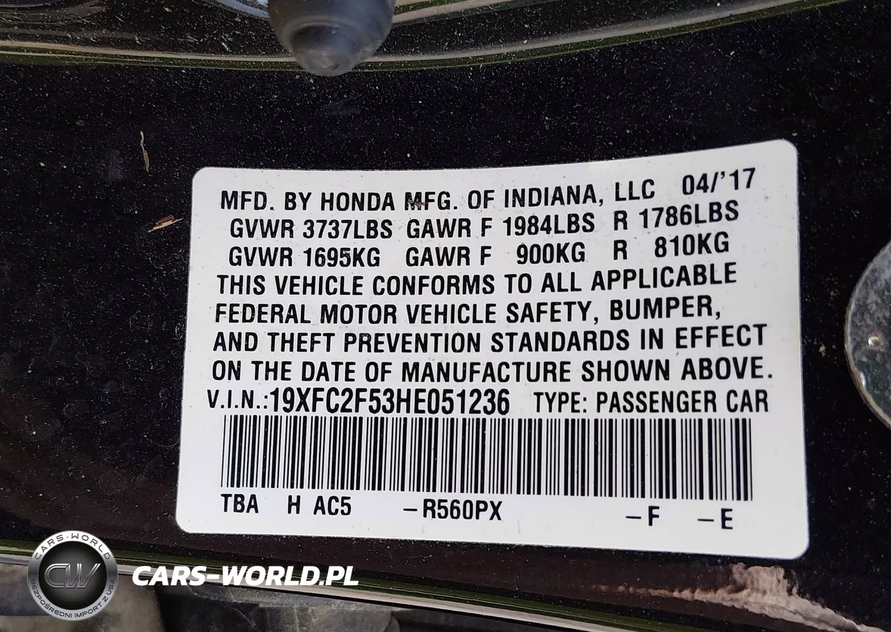 2017 Honda Civic Lx VIN:19XFC2F53HE051236 - 9