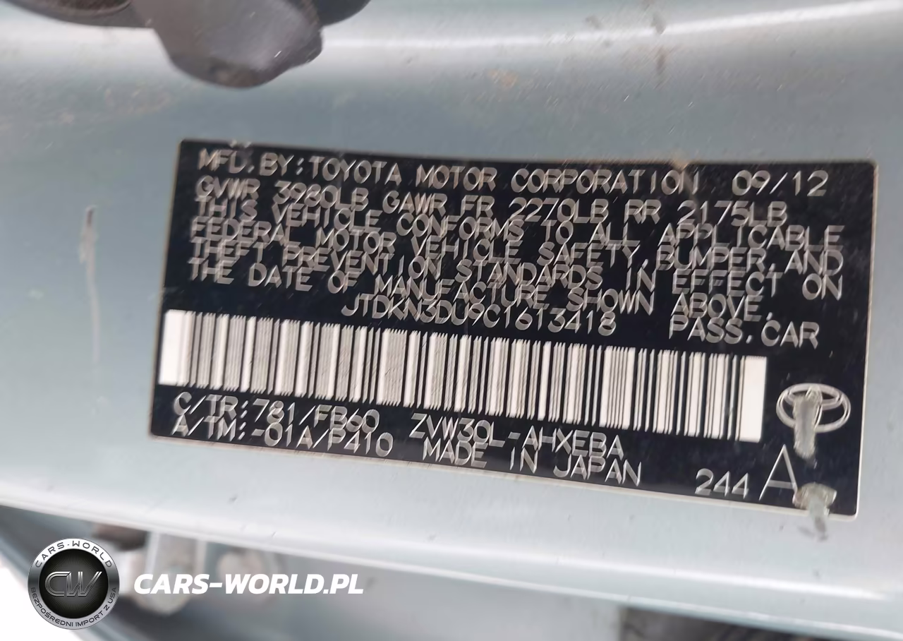 2012 Toyota Prius VIN:JTDKN3DU9C1613418 - 9