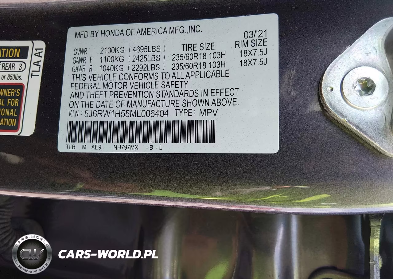 2021 Honda Cr-V Ex VIN:5J6RW1H55ML006404 - 9