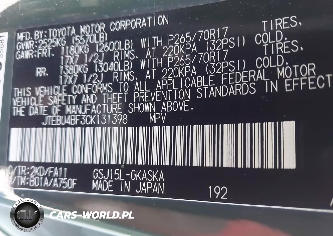 2012 Toyota Fj Cruiser VIN:JTEBU4BF3CK131398 - 9