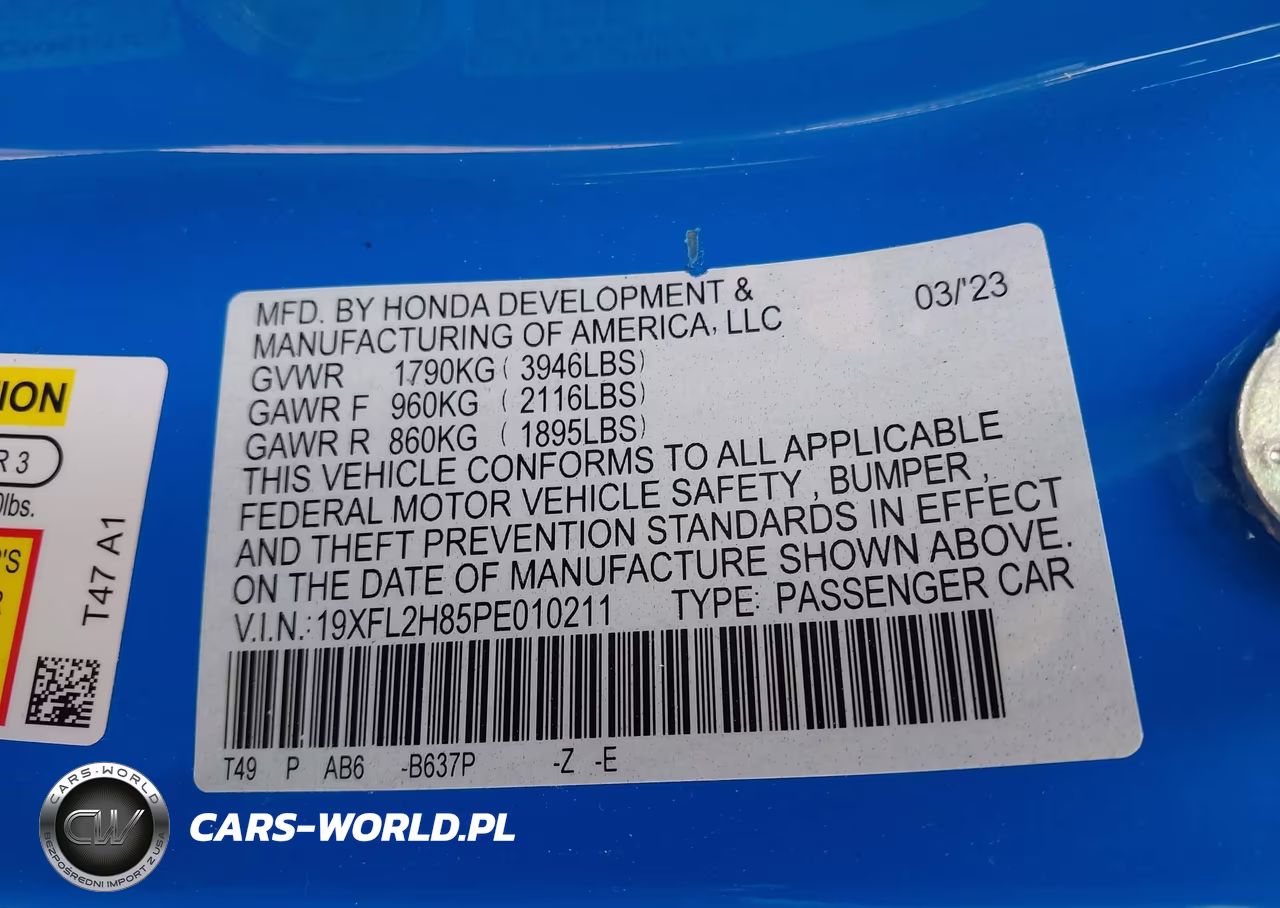 2023 Honda Civic Sport VIN:19XFL2H85PE010211 - 9