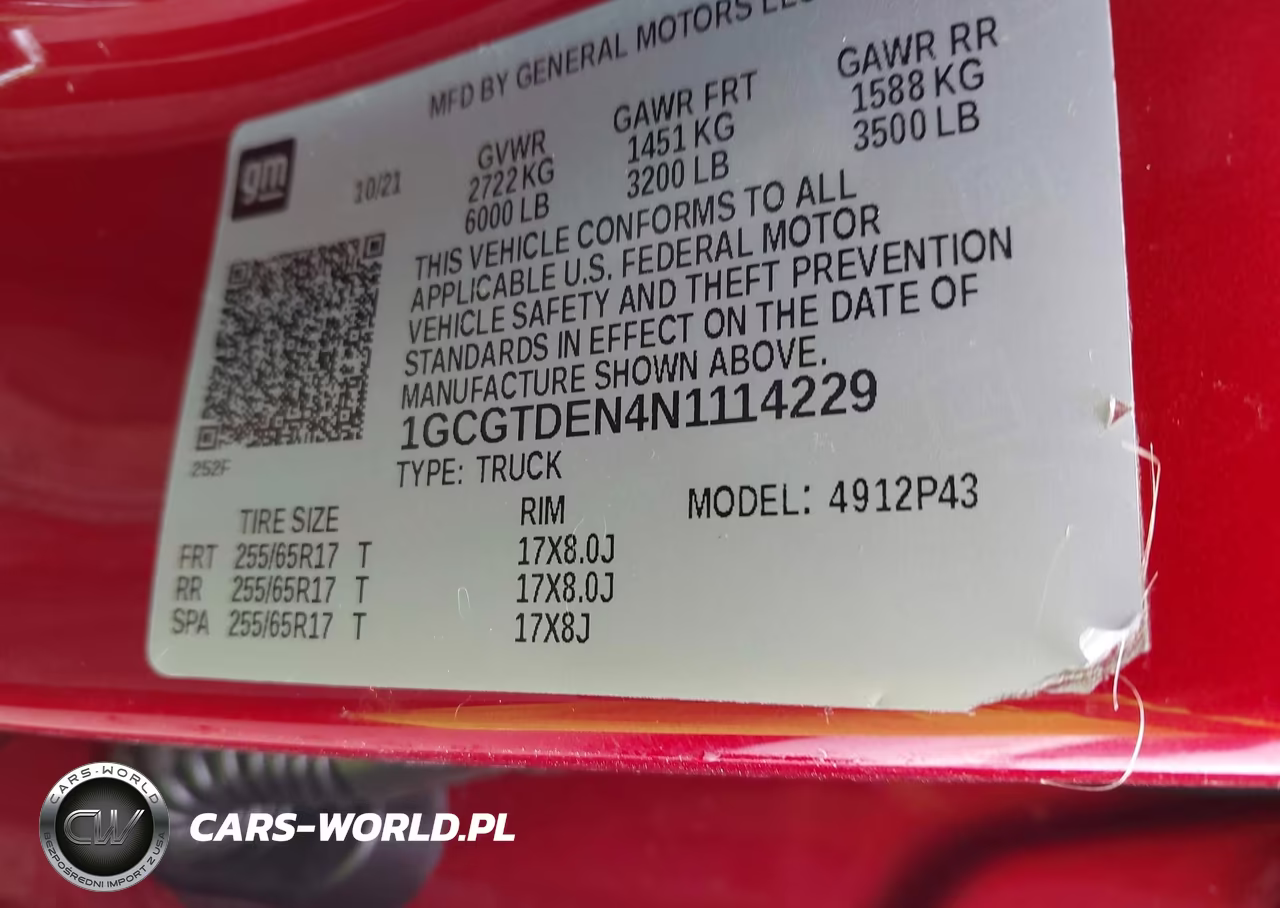 CHEVROLET COLORADO Z VIN:1GCGTDEN4N1114229 - 9