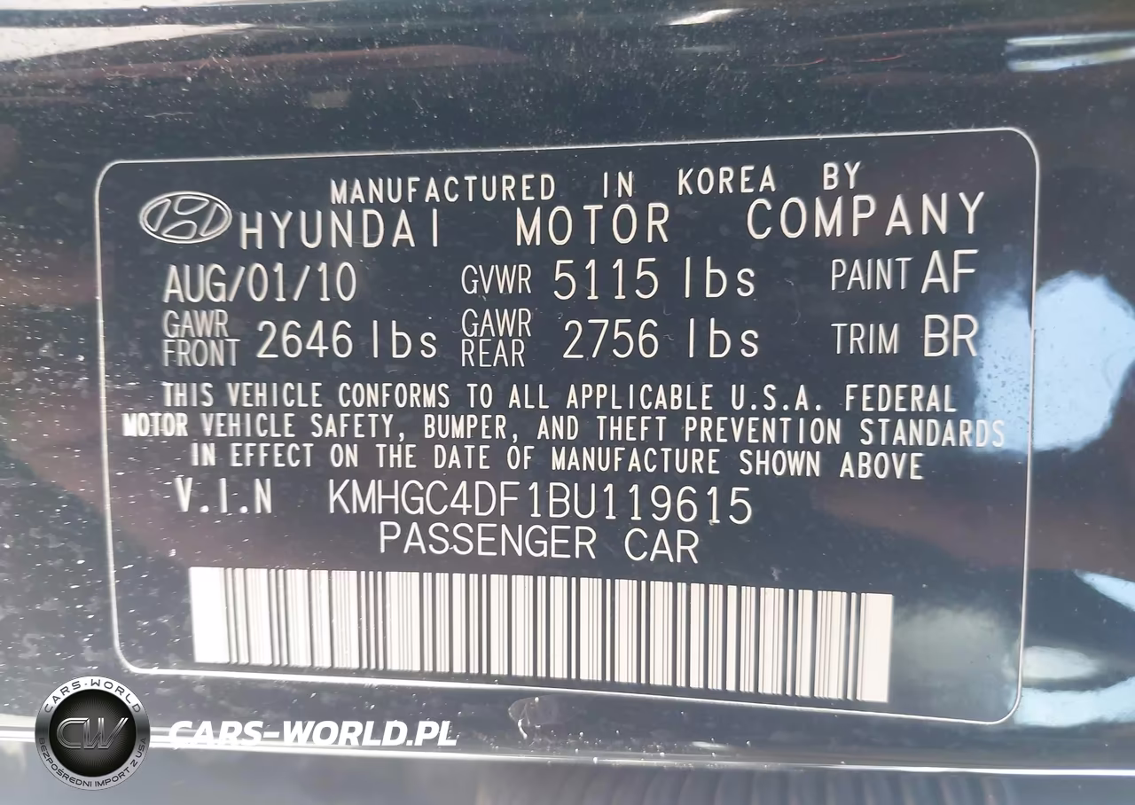 2011 Hyundai Genesis 4.6 VIN:KMHGC4DF1BU119615 - 9