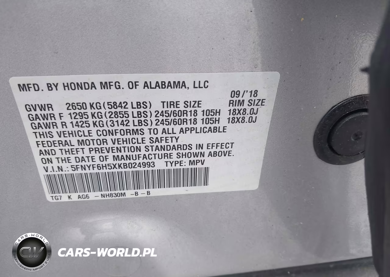 2019 Honda Pilot Exl VIN:5FNYF6H5XKB024993 - 9
