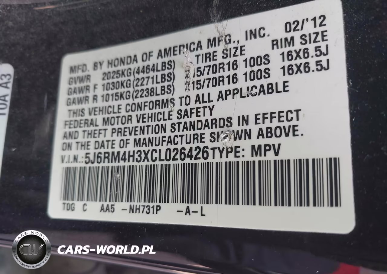 2012 Honda Cr-V Lx VIN:5J6RM4H3XCL026426 - 9